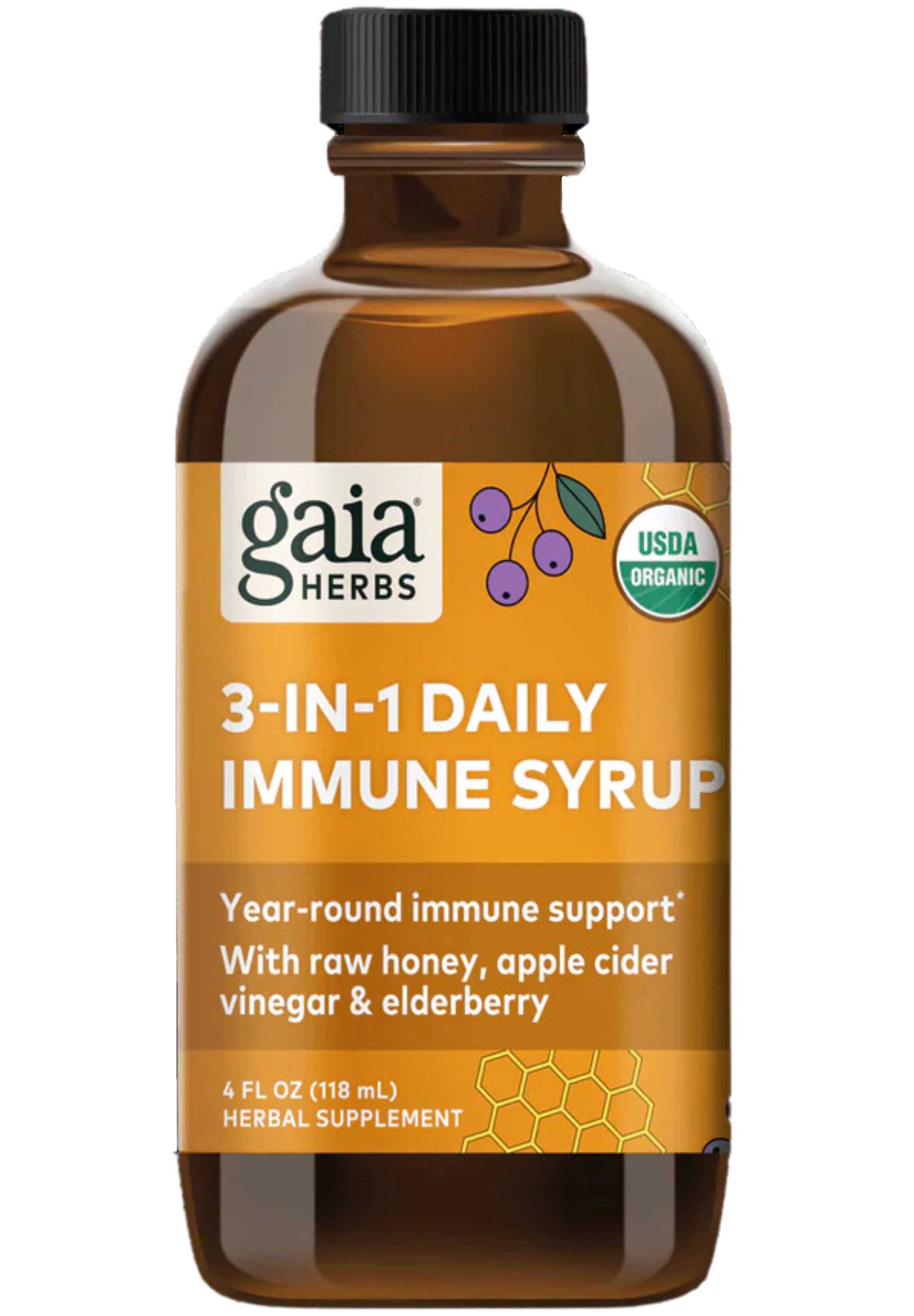 Gaia Herbs Black 3-IN-1 Daily Immune Syrup (Formerly Elderberry Tonic)