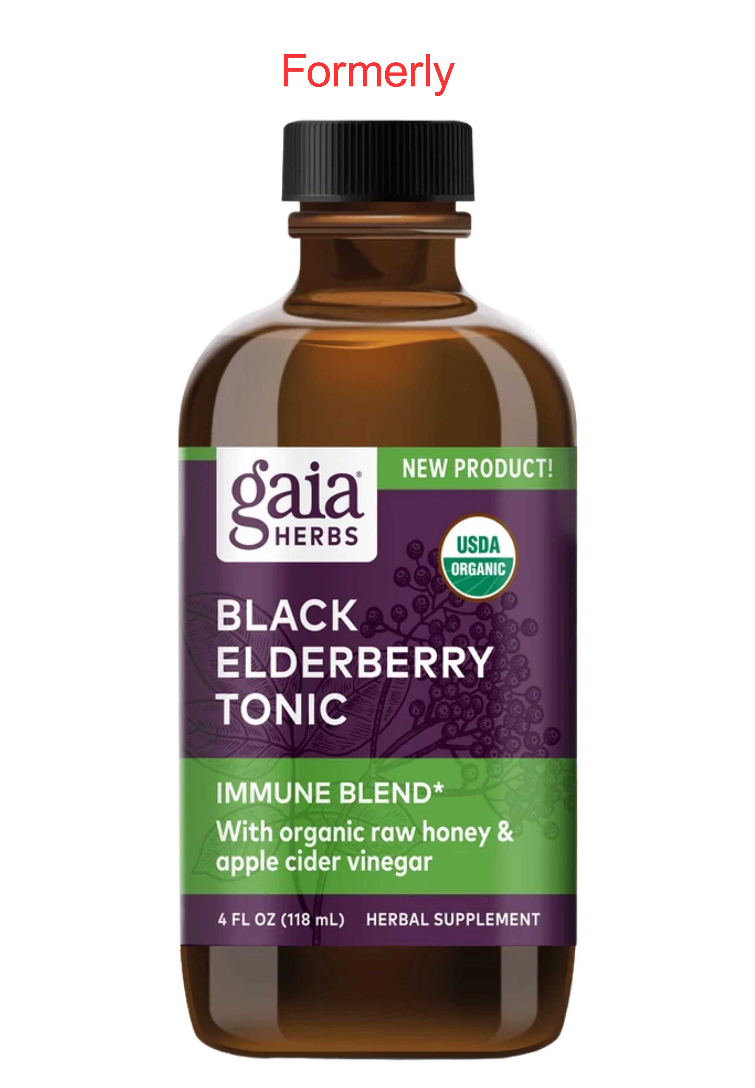 Gaia Herbs Black 3-IN-1 Daily Immune Syrup (Formerly Elderberry Tonic) Formerly