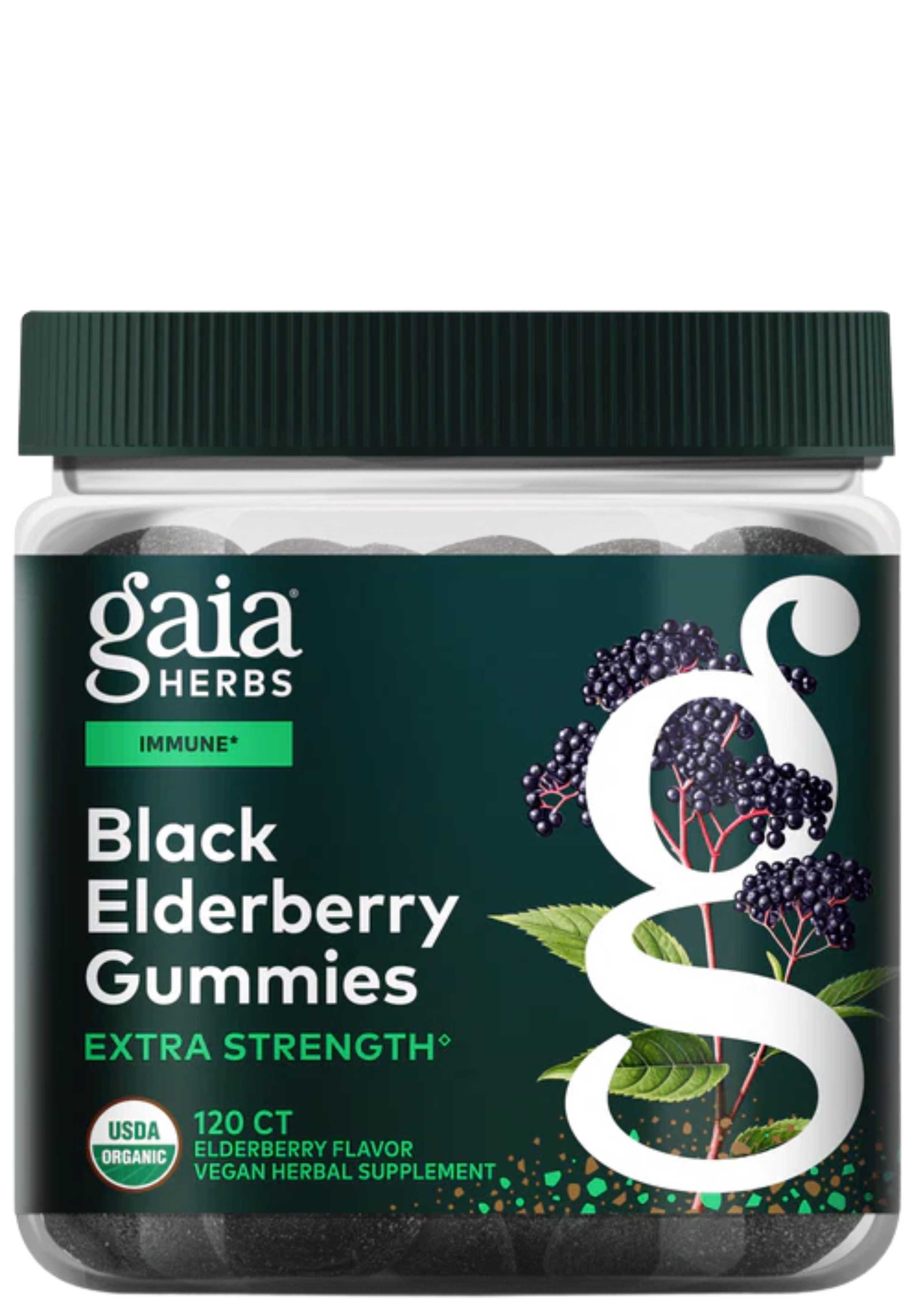 Gaia Herbs Black Elderberry Gummies Extra Strength