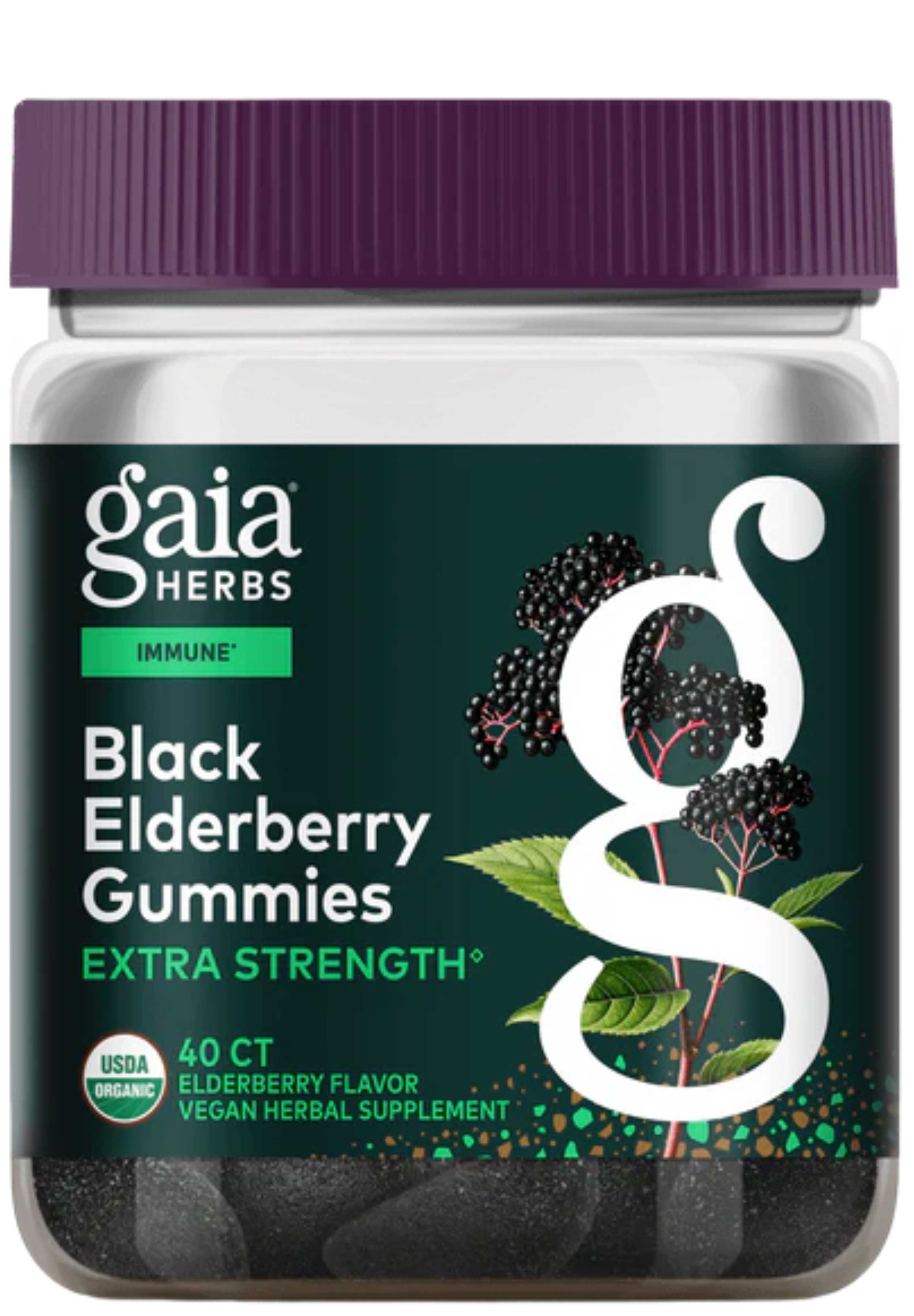Gaia Herbs Black Elderberry Gummies Extra Strength