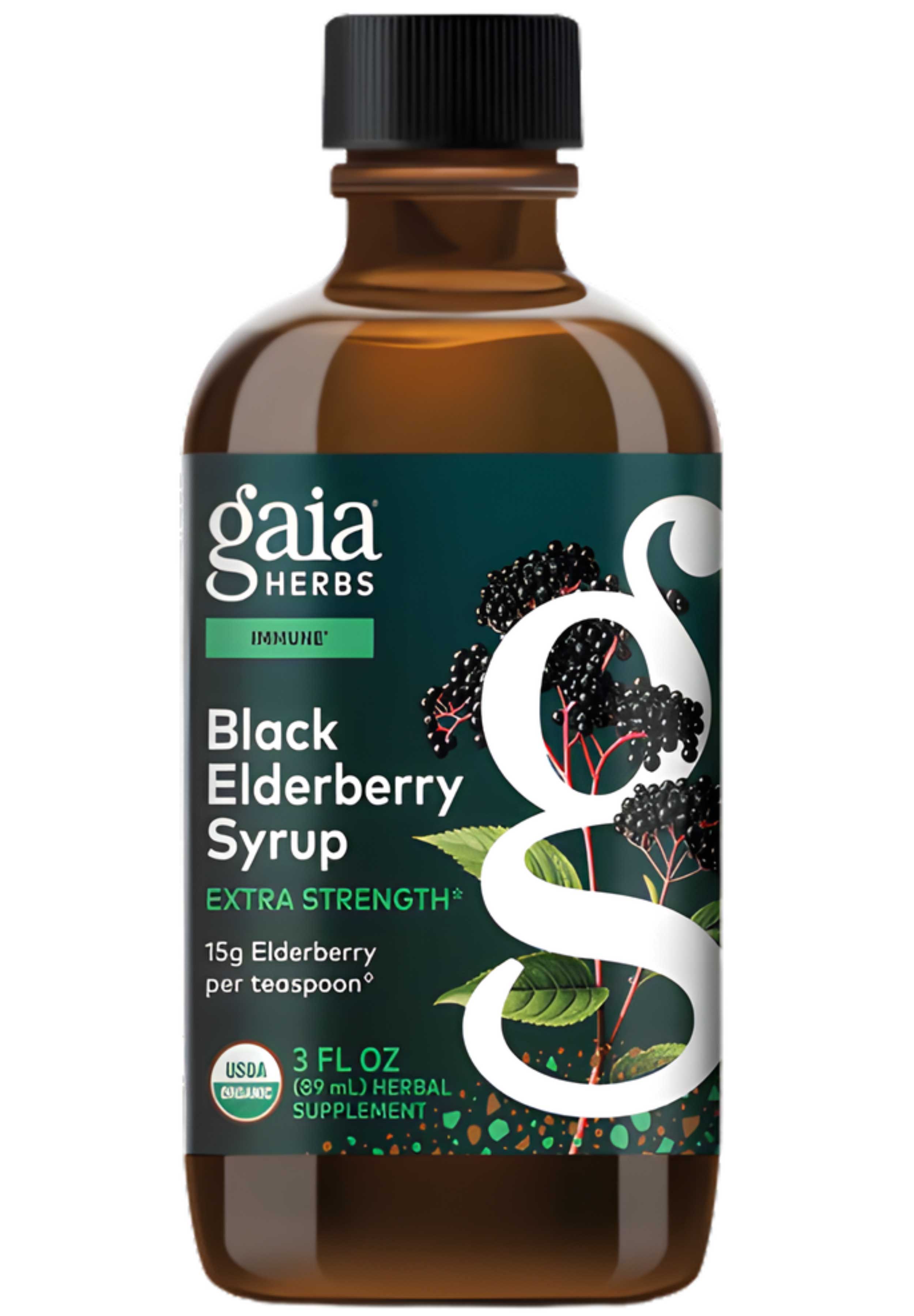 Gaia Herbs Black Elderberry Syrup Extra Strength
