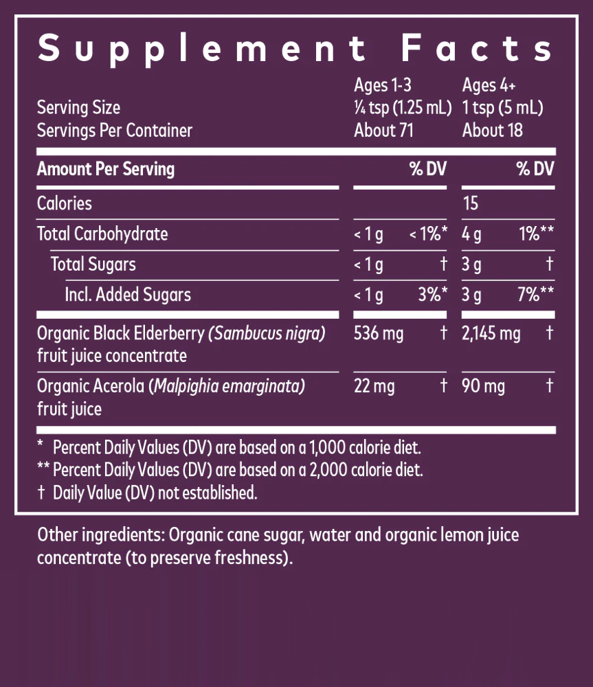 Gaia Herbs Black Elderberry Syrup Extra Strength Ingredients
