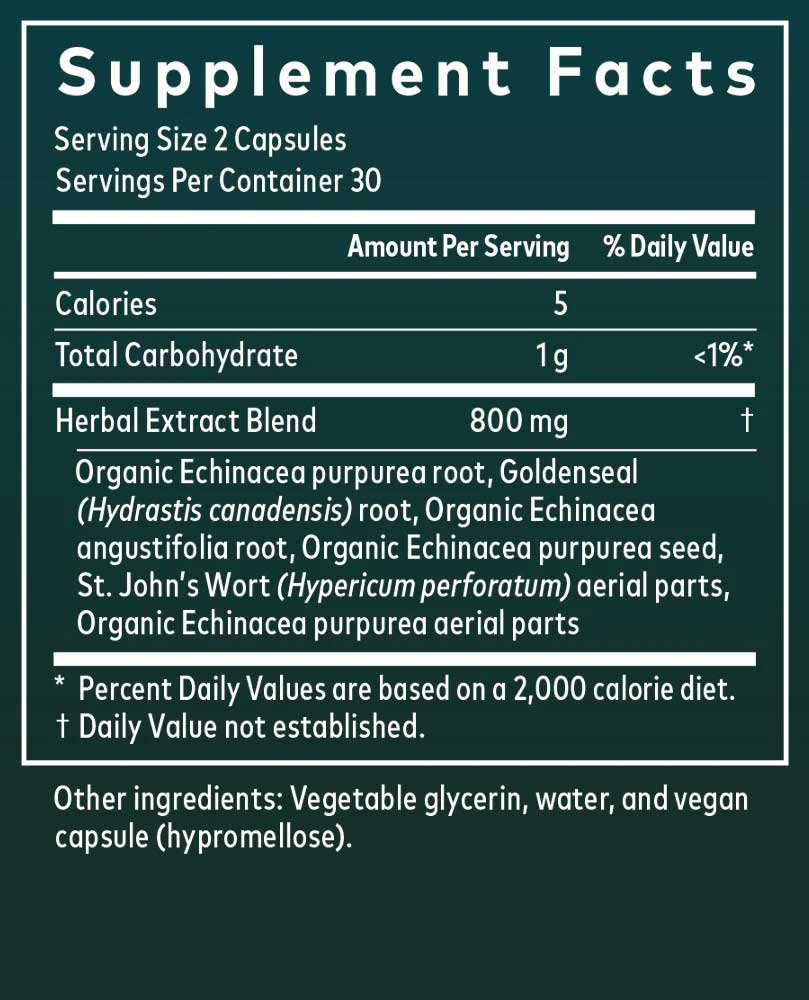 Gaia Herbs Echinacea Goldenseal Capsules Ingredients