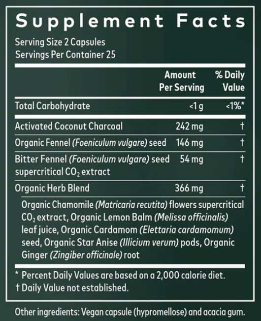 Gaia Herbs Gas and Bloating Capsules Ingredients