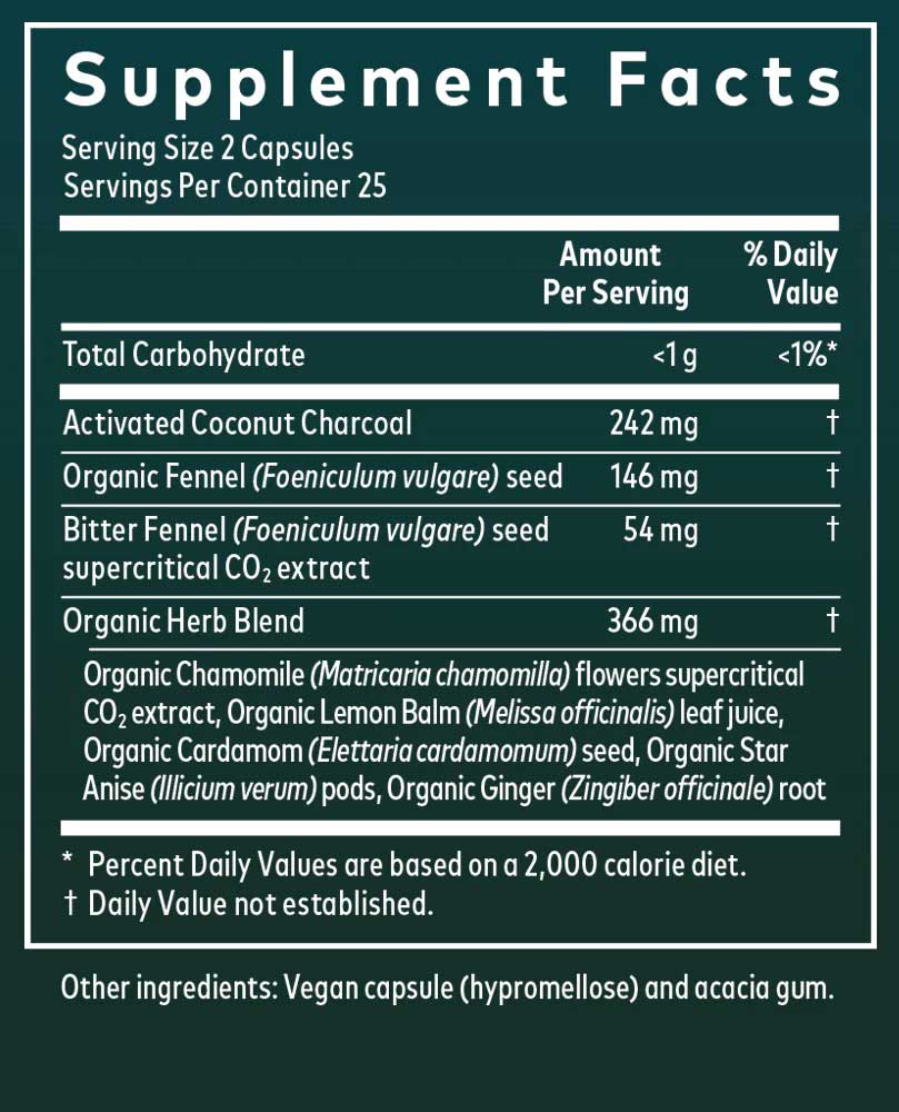Gaia Herbs Gas and Bloating Capsules Ingredients