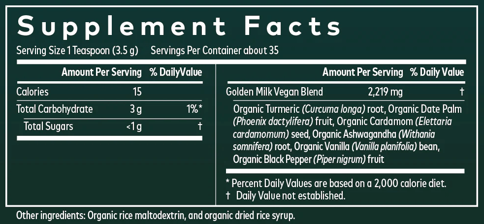 Gaia Herbs Golden Milk Ingredients