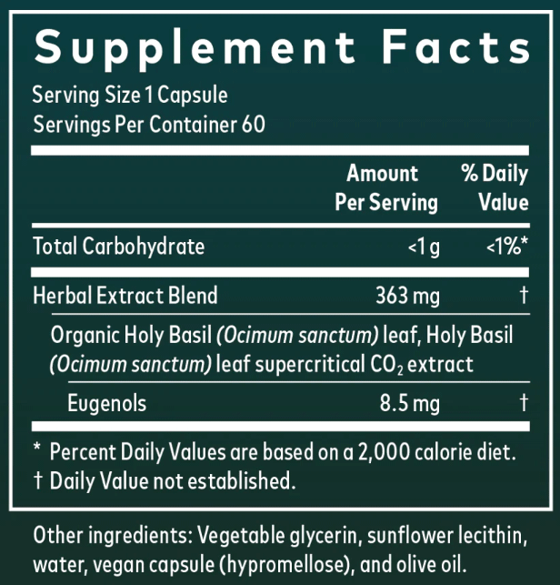 Gaia Herbs Holy Basil Leaf Capsules Ingredients