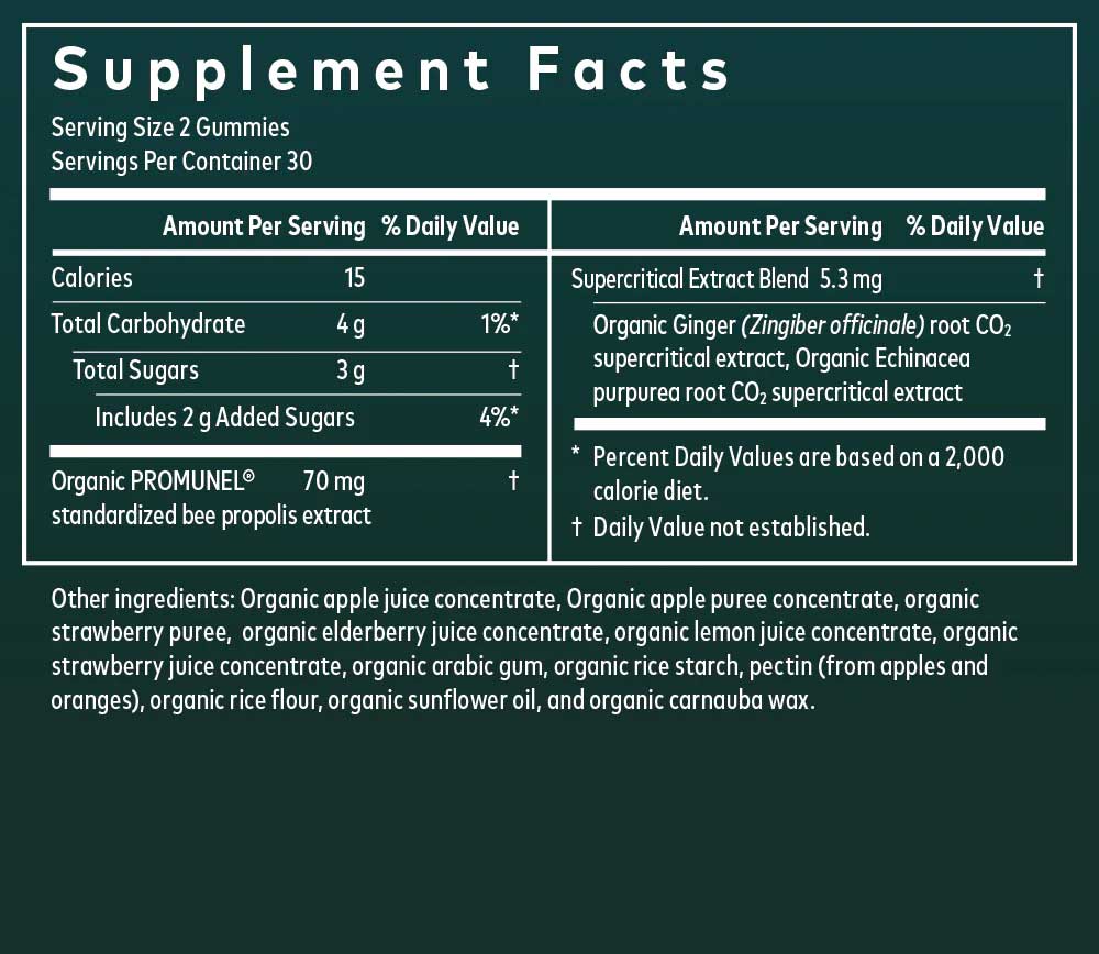 Gaia Herbs Immune Rapid Defense Gummies - Warm Ginger Ingredients