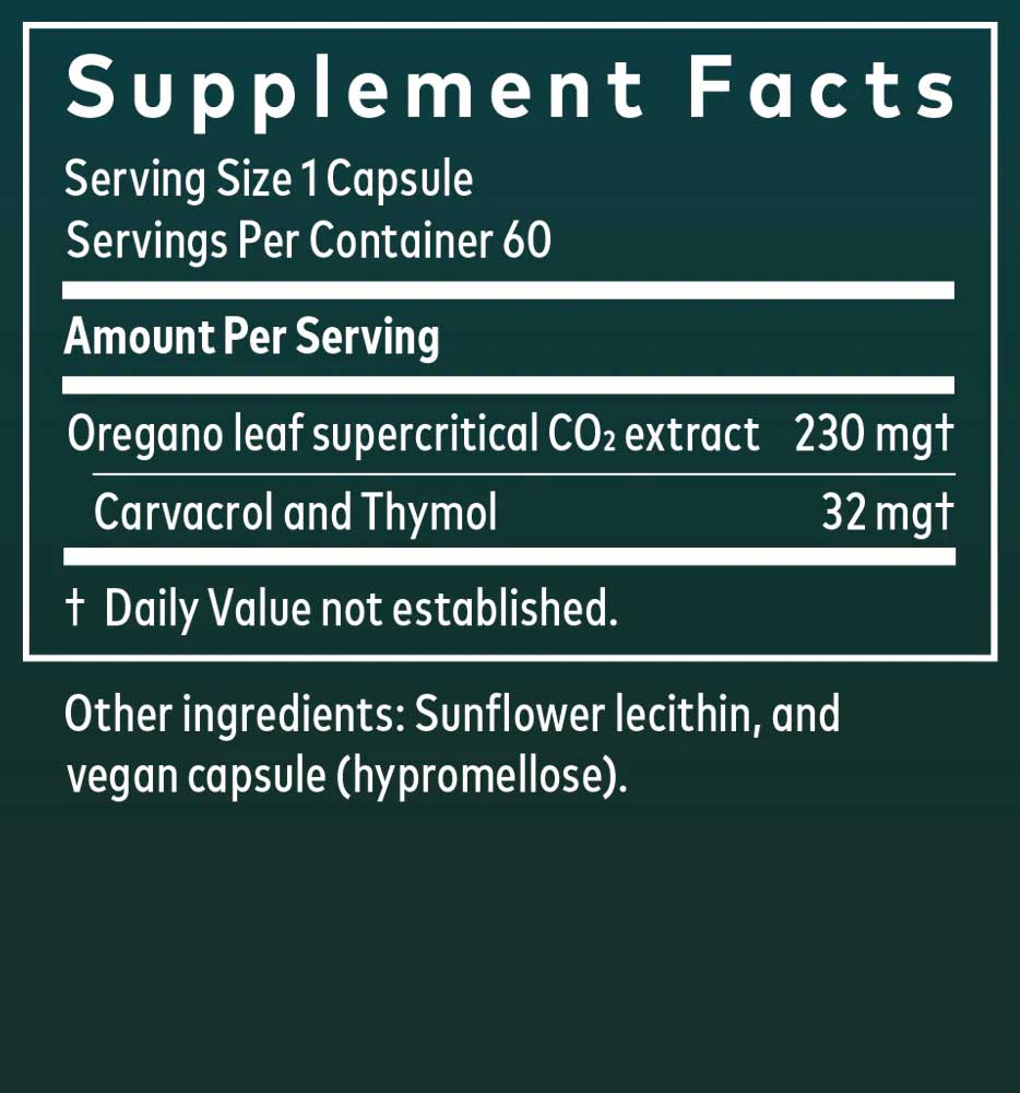 Gaia Herbs Oil of Oregano Capsules Ingredients