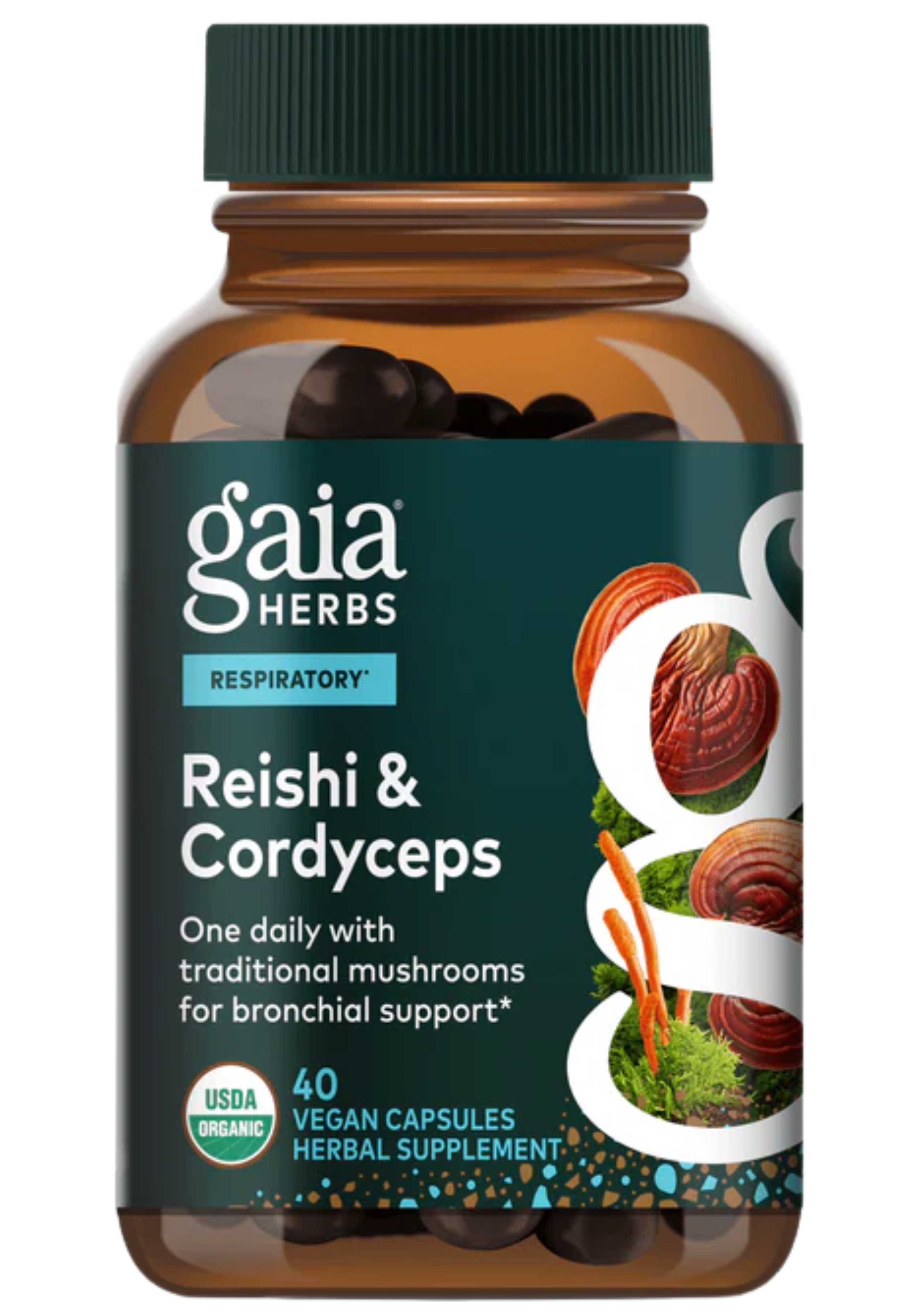Gaia Herbs Respiratory Reishi & Cordyceps (Formerly Respiratory Mushroom Blend)