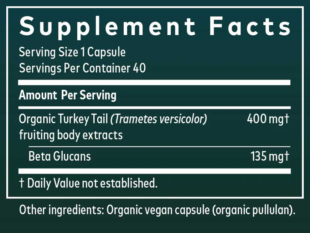 Gaia Herbs Turkey Tail Mushroom Ingredients