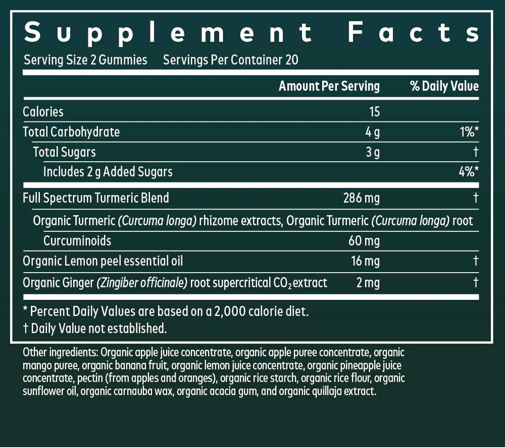 Gaia Herbs Turmeric Supreme Gummies Adult Daily Ingredients