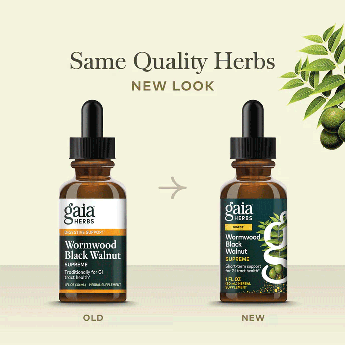 Gaia Herbs Wormwood Black Walnut Supreme New Look