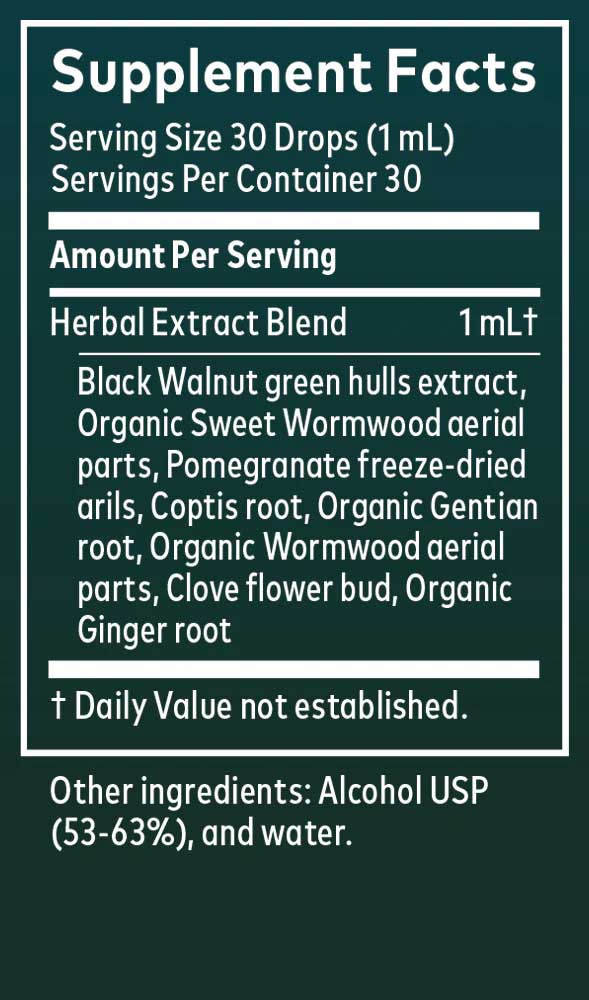 Gaia Herbs Wormwood Black Walnut Supreme Ingredients