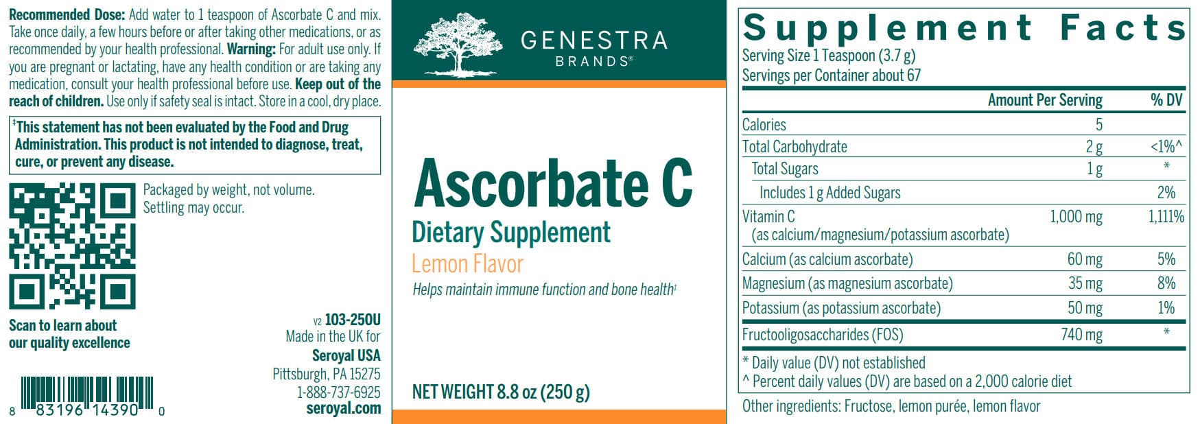 Genestra Brands Ascorbate C Label