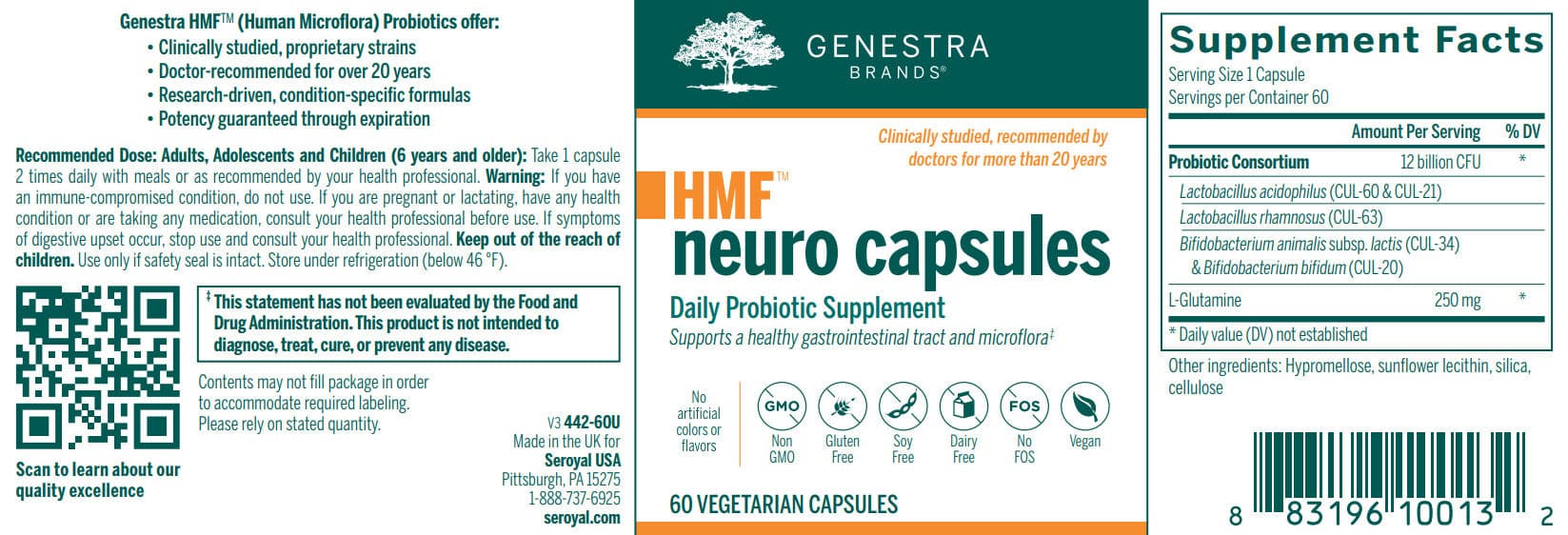 Genestra Brands HMF Neuro Capsules Label