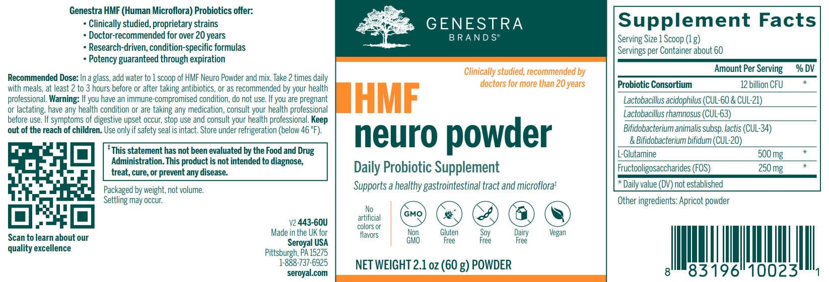 Genestra Brands HMF Neuro Powder Label