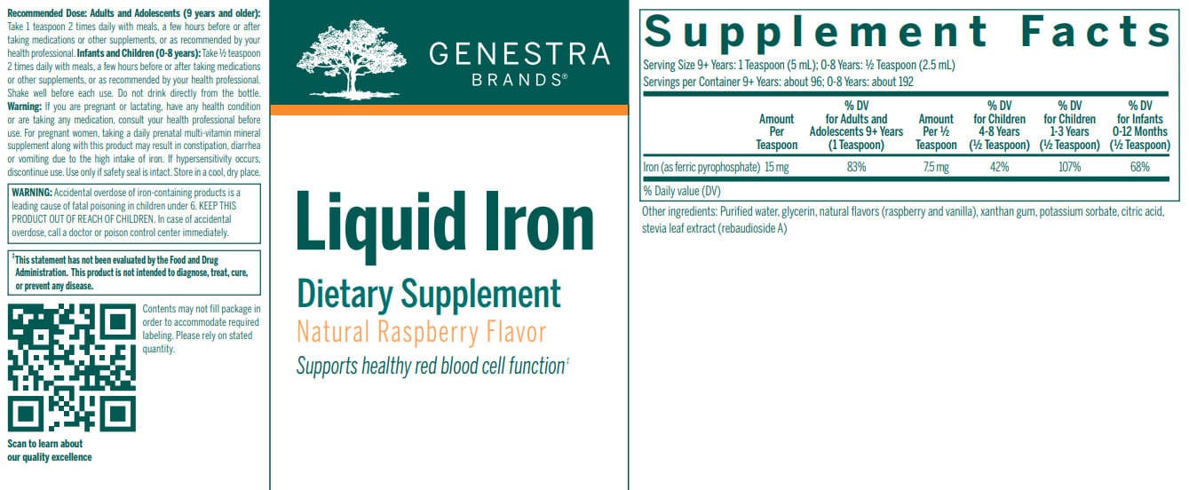 Genestra Brands Liquid Iron (Formerly Liquid Iron Complex) Label