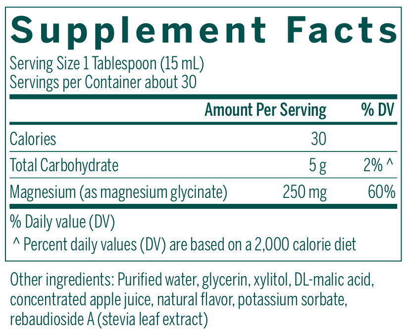 Genestra Brands Magnesium Glycinate Liquid Ingredients