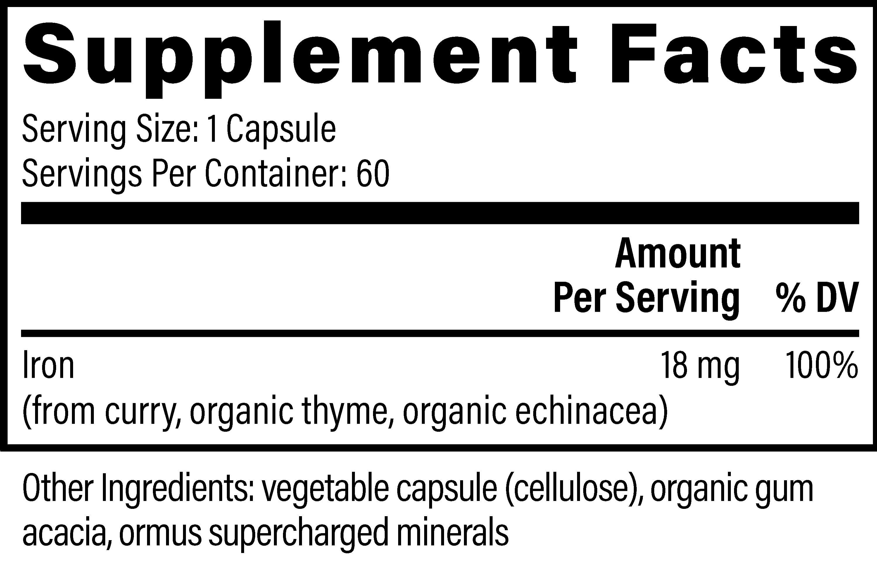 Global Healing Iron Ingredients