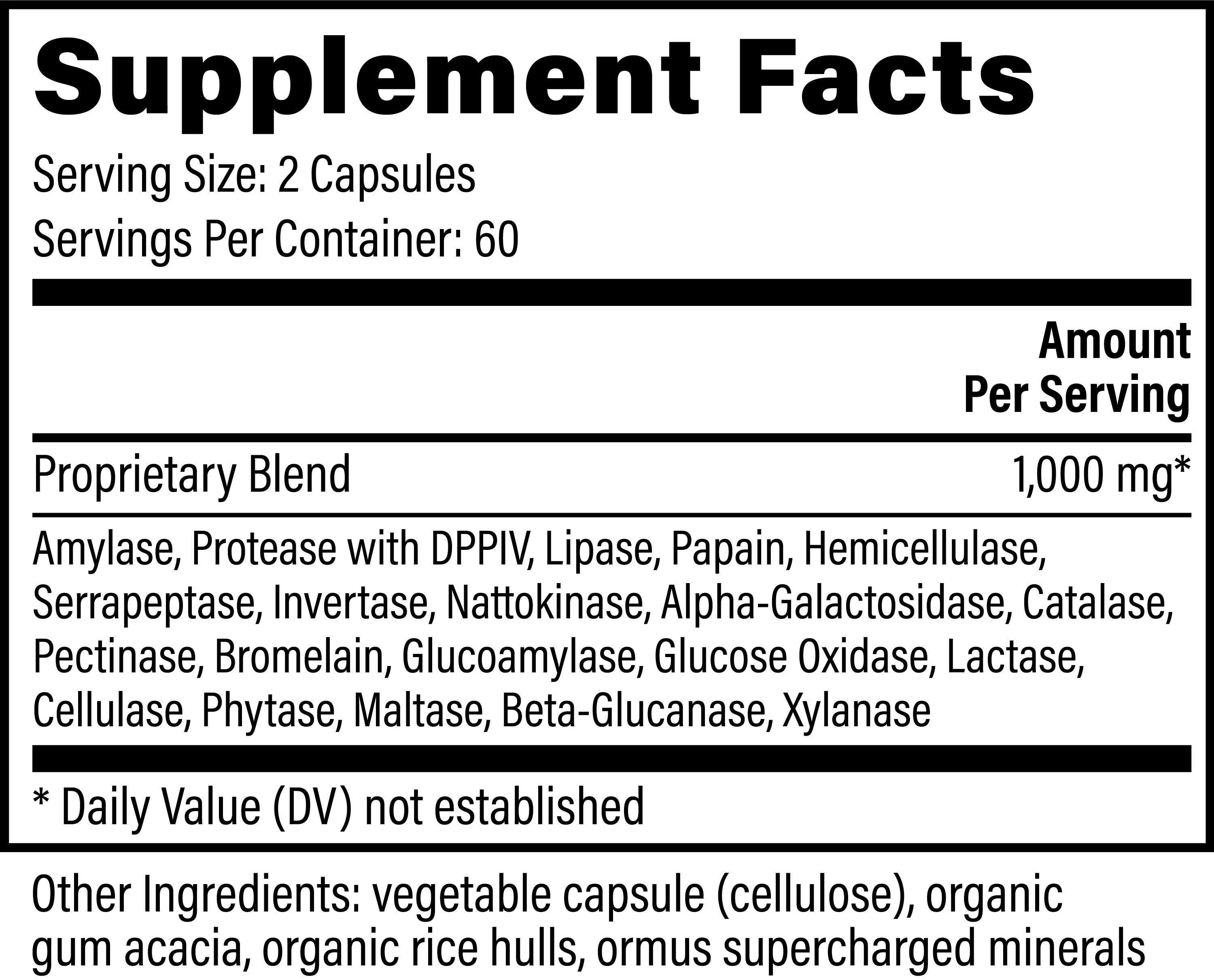 Global Healing Ultimate Enzymes Ingredients