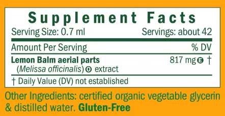 Herb Pharm Lemon Balm Alcohol Free Ingredients