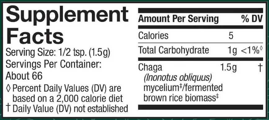 Host Defense Chaga Powder Ingredients