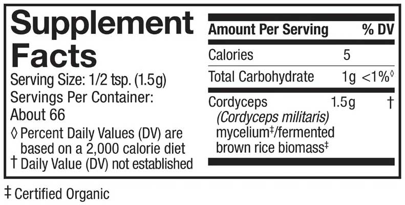 Host Defense Cordyceps Mushroom Mycelium Ingredients