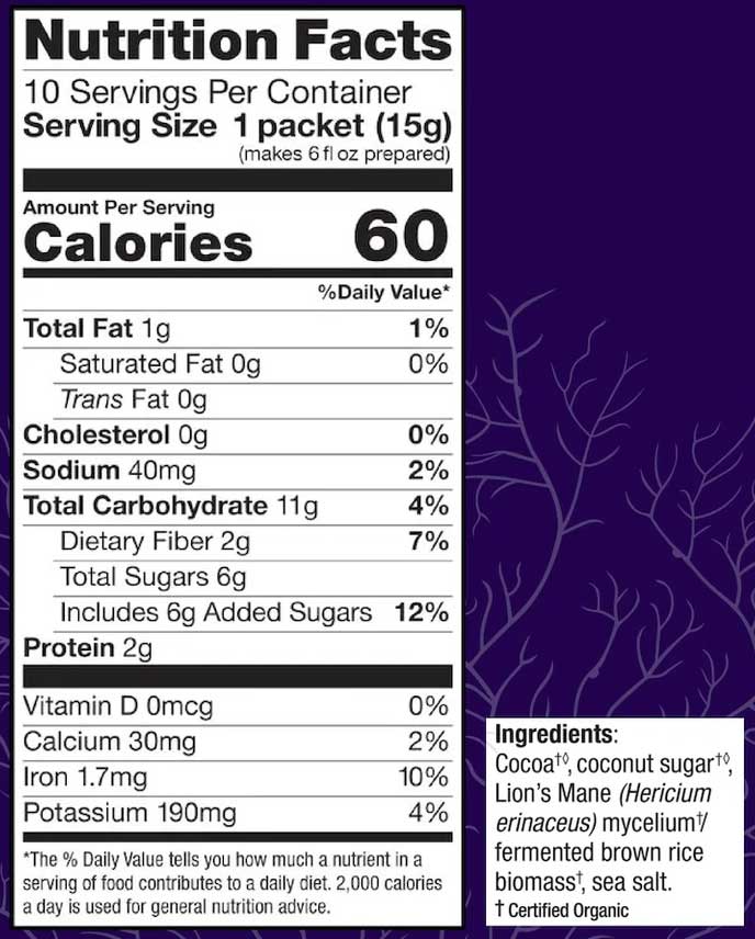 Host Defense MycoBrew Cocoa Ingredients