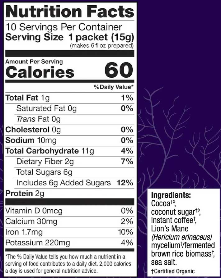 Host Defense MycoBrew Mocha Ingredients