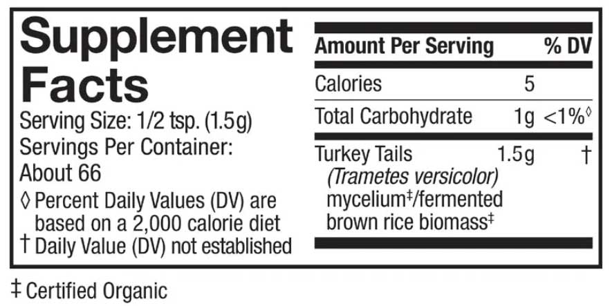 Host Defense Turkey Tail Mycelium Powder Ingredients