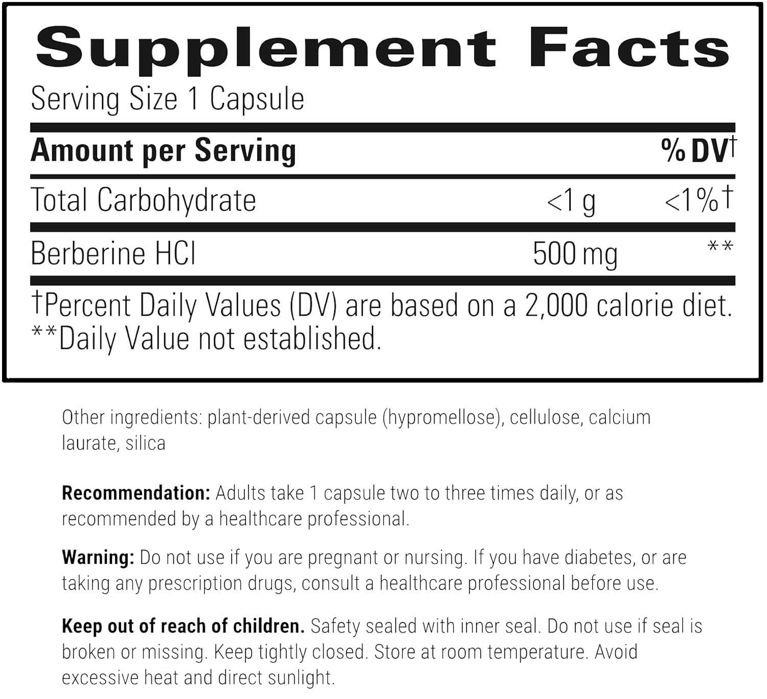 Integrative Therapeutics Berberine 500 mg Ingredients