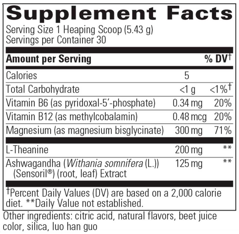 Integrative Therapeutics Cortisol Manager Calm Powder Ingredients