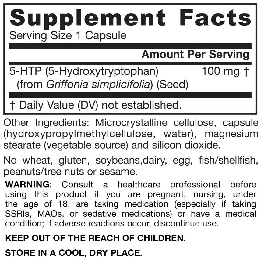 Jarrow Formulas 5-HTP 100 mg Ingredients