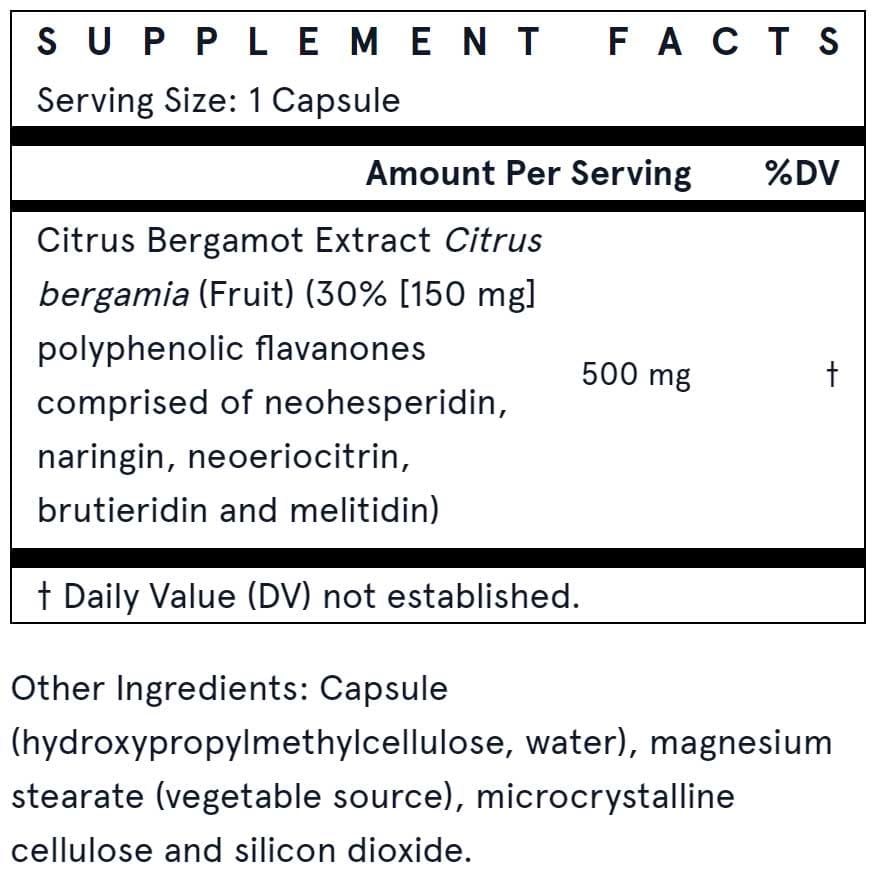 Jarrow Formulas Citrus Bergamot 500 mg Ingredients