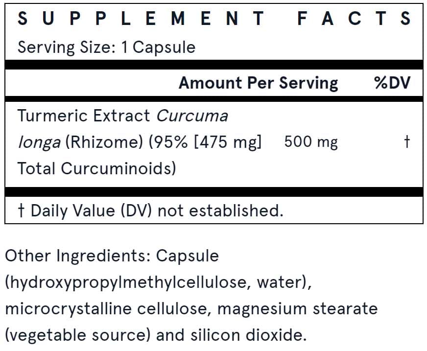 Jarrow Formulas Curcumin 95 500 mg Ingredients 