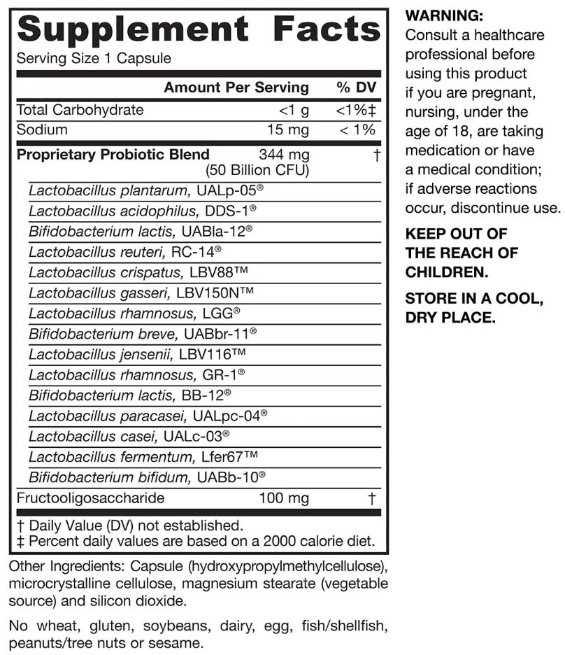 Jarrow Formulas Fem-Dophilus Ultra 50 Billion CFU Ingredients