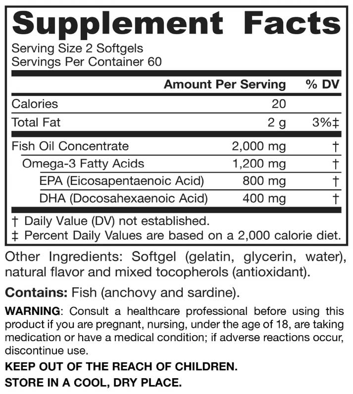 Jarrow Formulas Fish Oil EPA-DHA Balance Ingredients