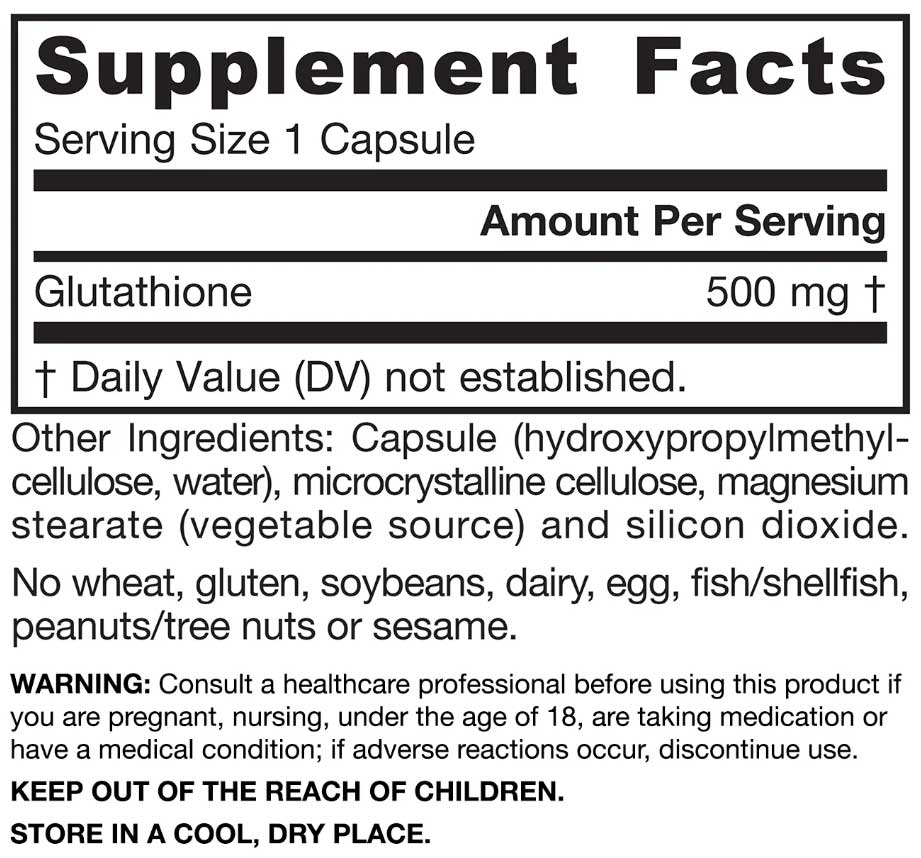 Jarrow Formulas Glutathione Reduced 500 mg Ingredients