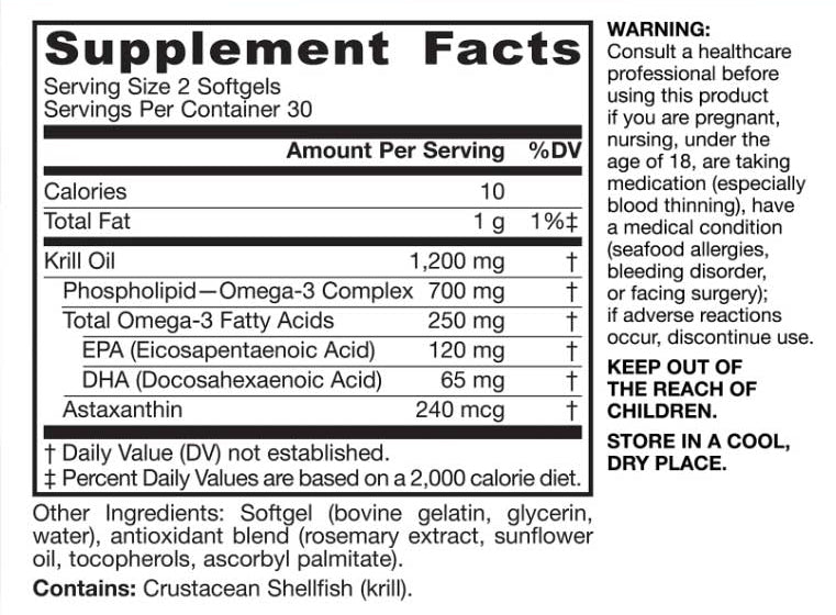 Jarrow Formulas Krill Oil Ingredients