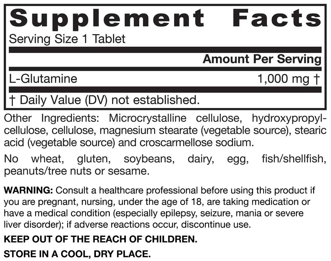Jarrow Formulas L-Glutamine 1000 mg Ingredients