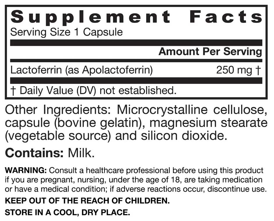 Jarrow Formulas Lactoferrin 250 mg Ingredients