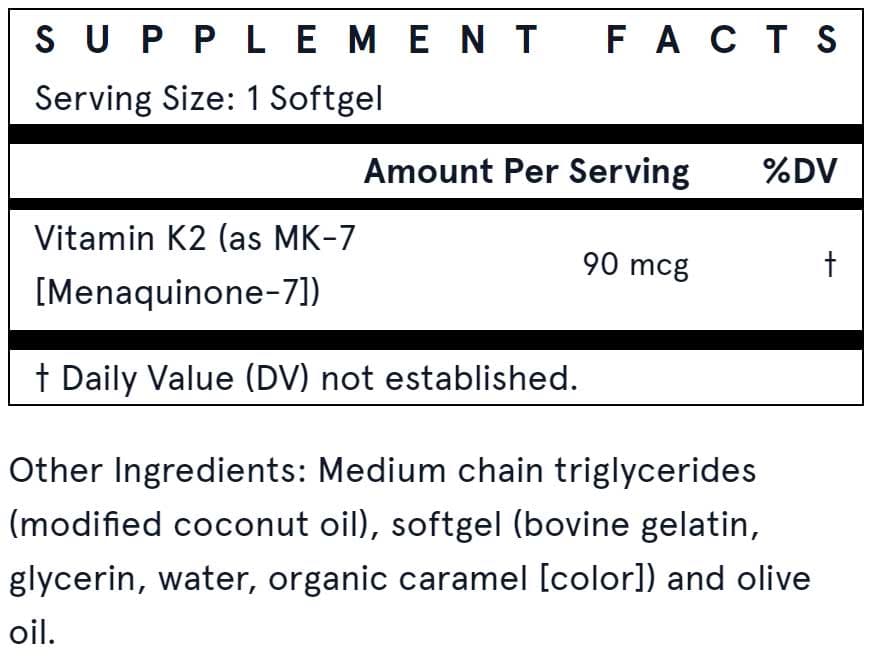 Jarrow Formulas MK-7 90 mcg Ingredients 