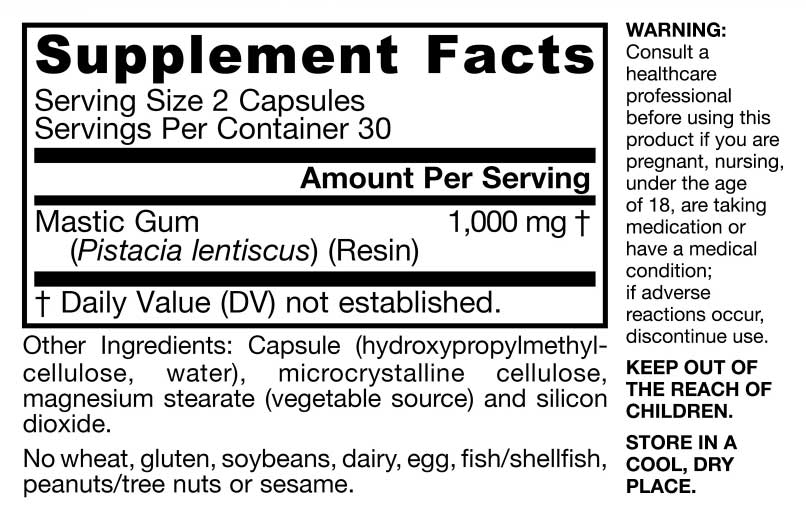 Jarrow Formulas Mastic Gum 1000 mg Ingredients
