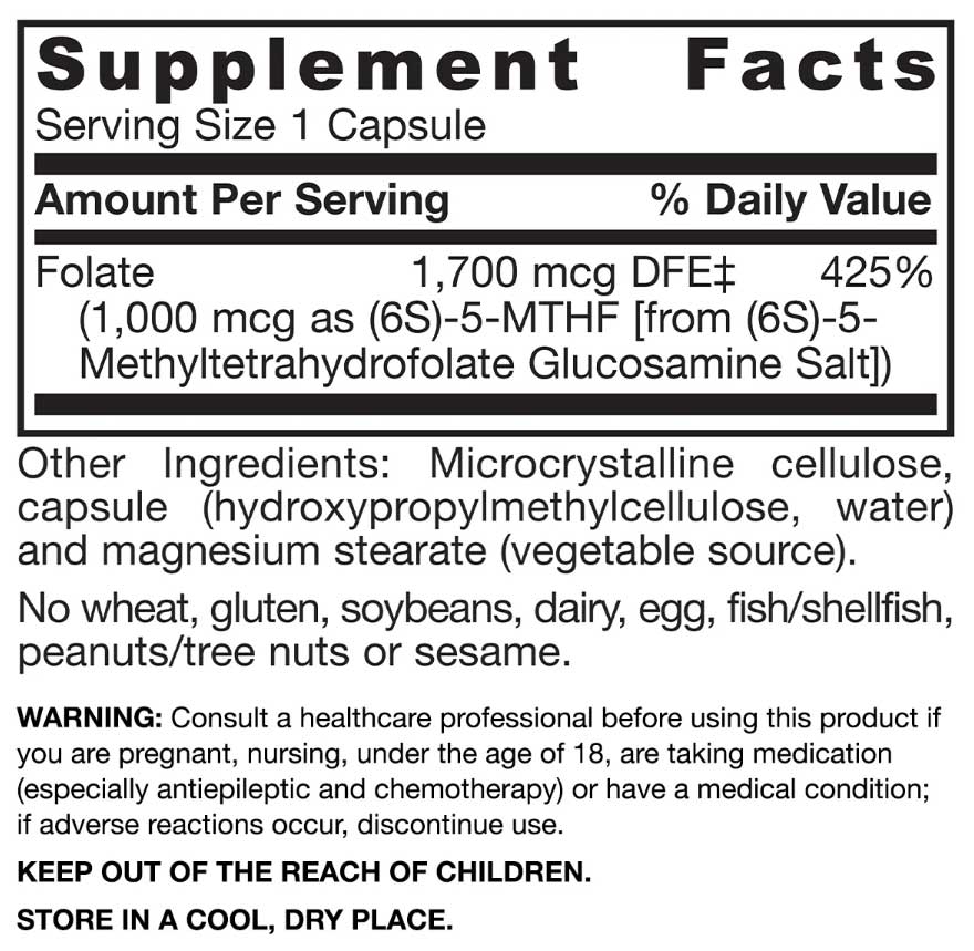 Jarrow Formulas Methyl Folate 1000 mcg Ingredients
