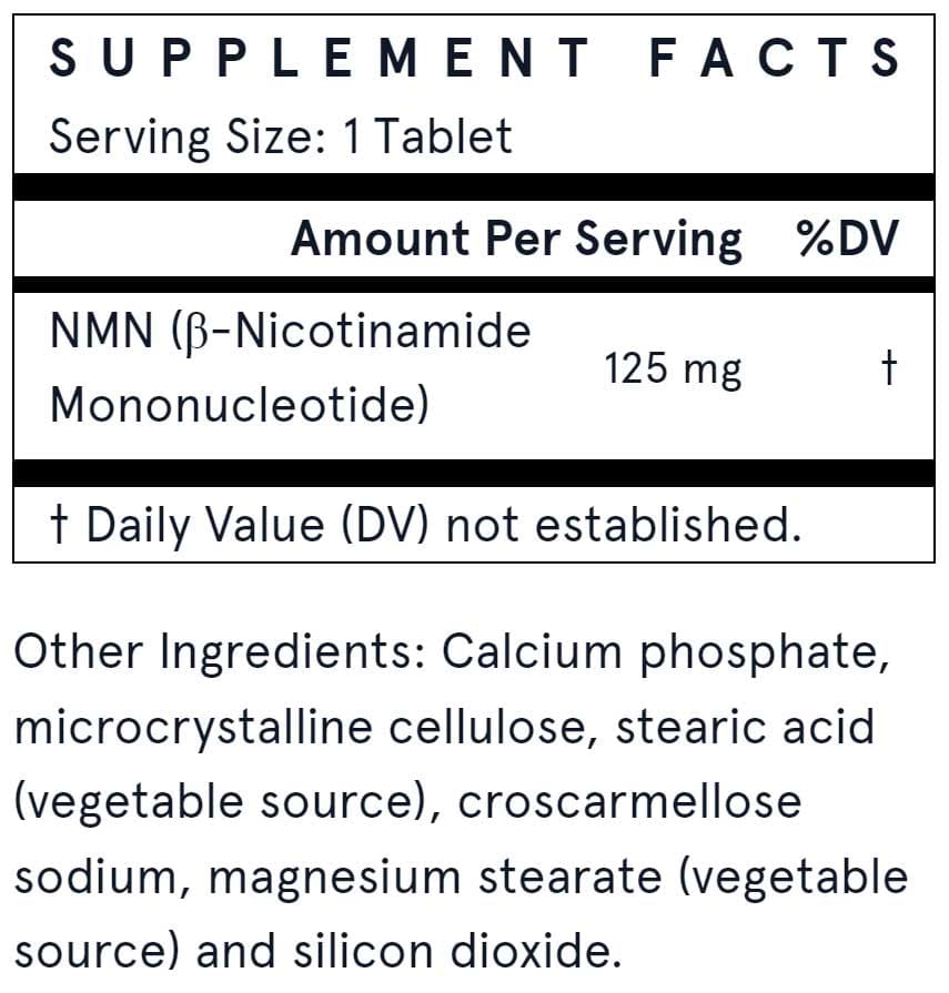 Jarrow Formulas NMN Nicotinamide Mononucleotide Ingredients 