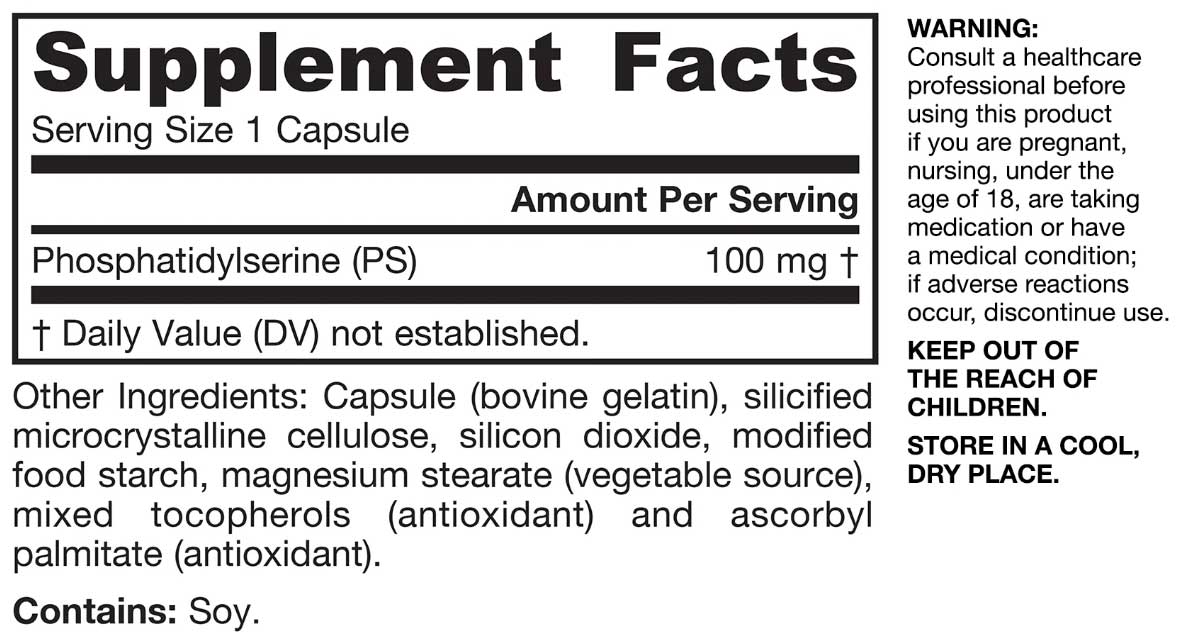 Jarrow Formulas PS-100 100 mg Capsules Ingredients