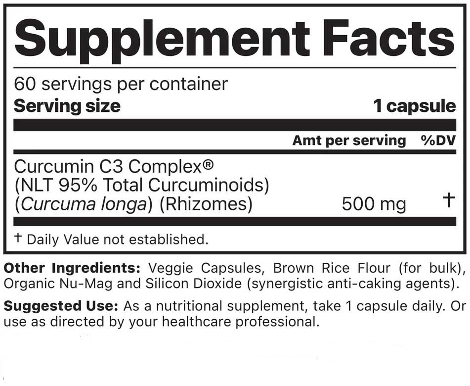 Jigsaw Health Curcumin C3 Complex Ingredients