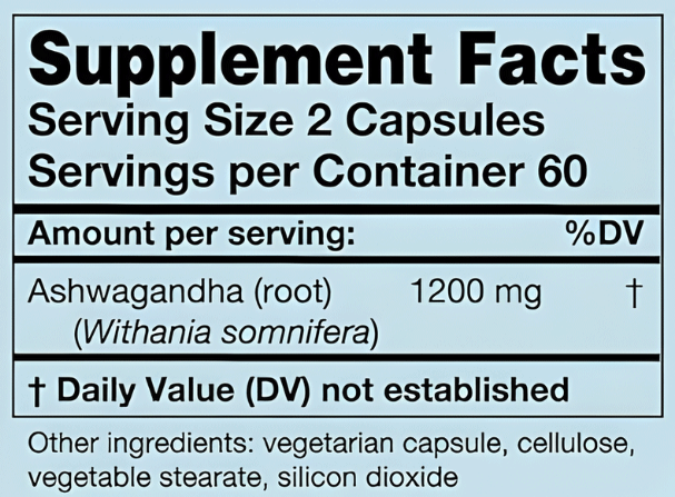 Karuna Health Ashwagandha Root 1200 mg Ingredients