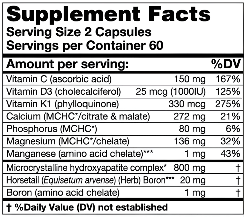 Karuna Health HydroxyCal Ingredients